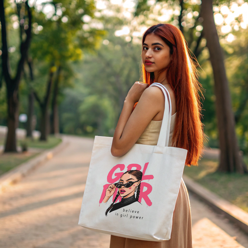 "GIRL POWER" Zipper Tote Bag – Bold, Stylish, and Built to Last