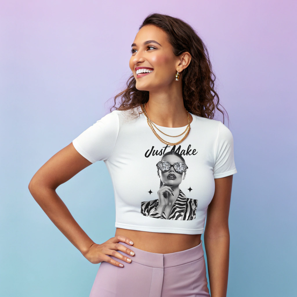 "Just Make" Graphic Women's Crop Top – 100% Super Combed Cotton | Trendy, Breathable, Stylish Fit