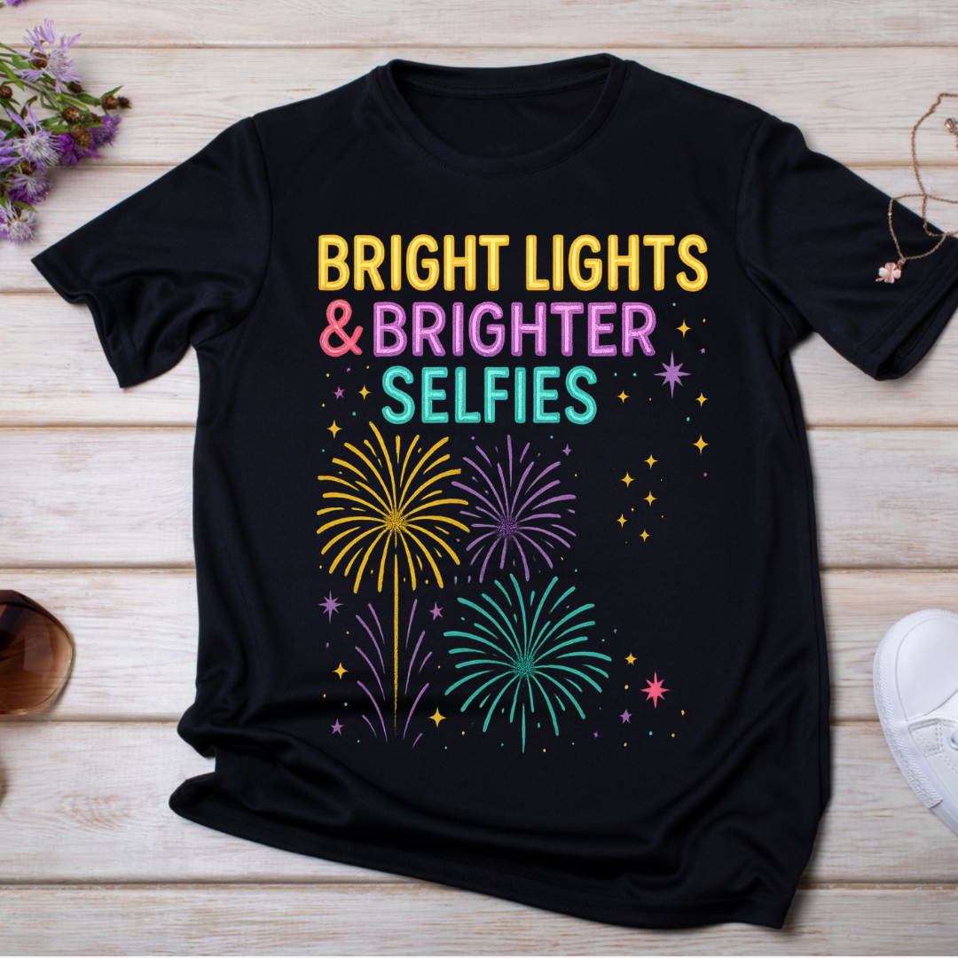 BRIGHT LIGHTS & BRIGHTER SELFIES CLASSIC GRAPHIC TEE