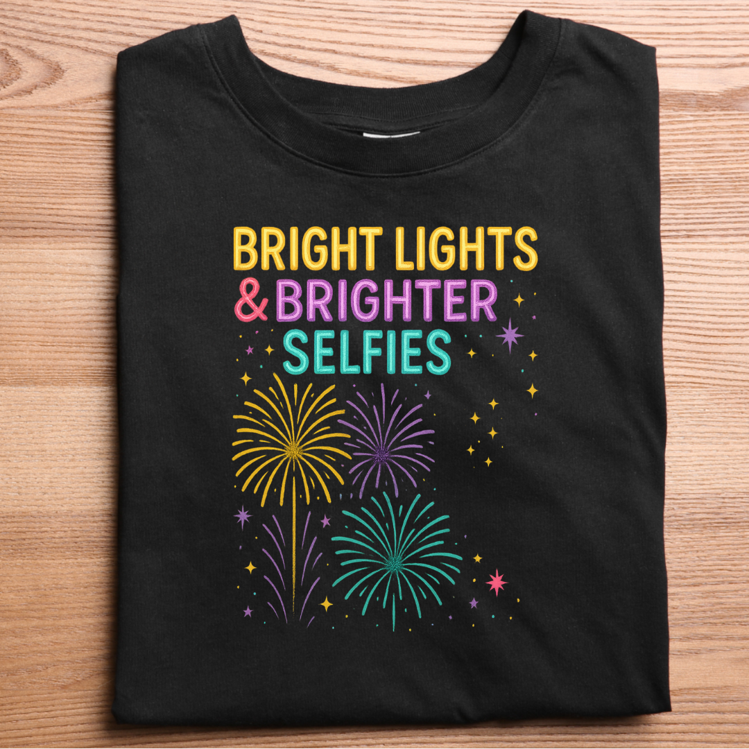 BRIGHT LIGHTS & BRIGHTER SELFIES CLASSIC GRAPHIC TEE