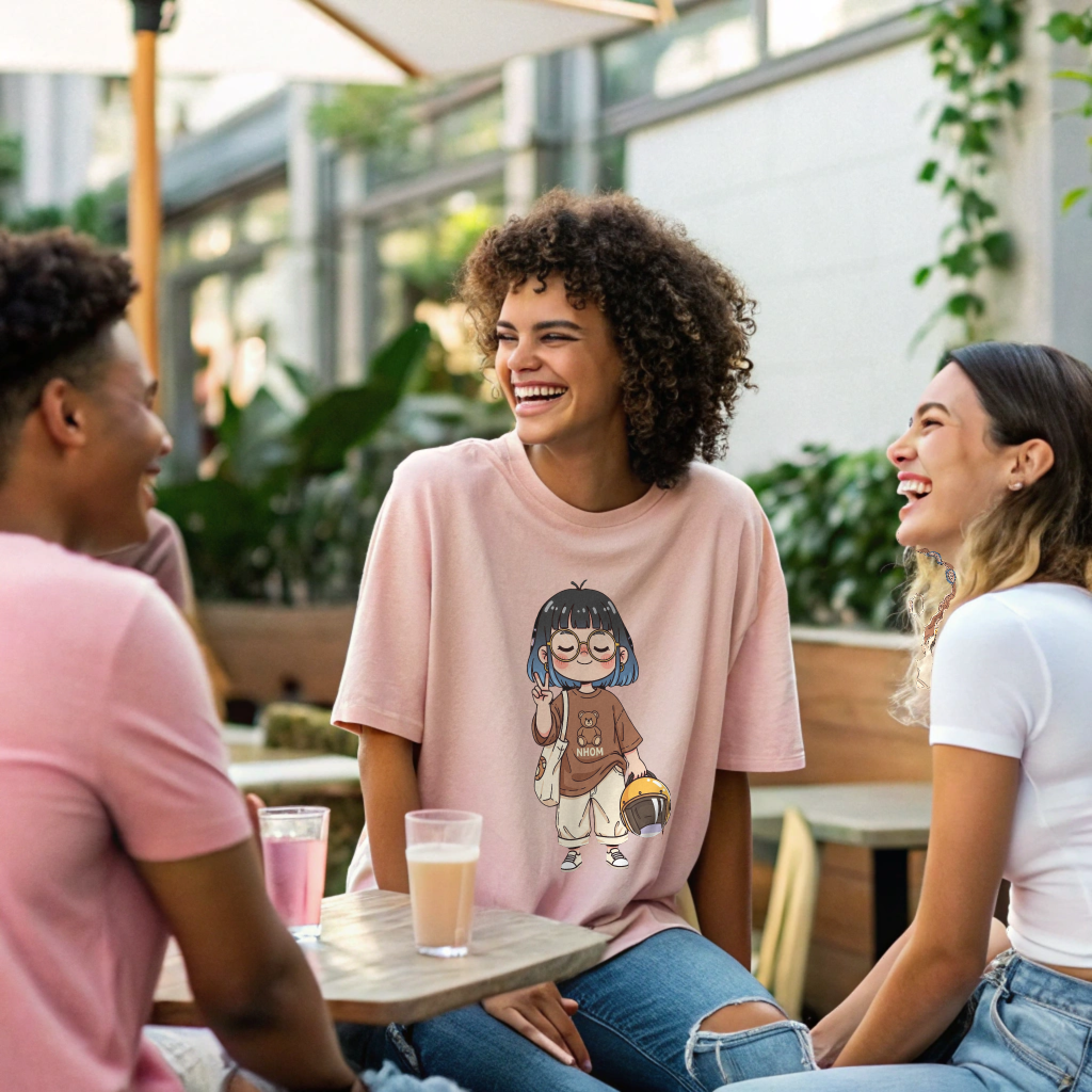 Women Oversized Cotton Graphic Tee – 100%, Structured Drape, Oversized Slouch Fit