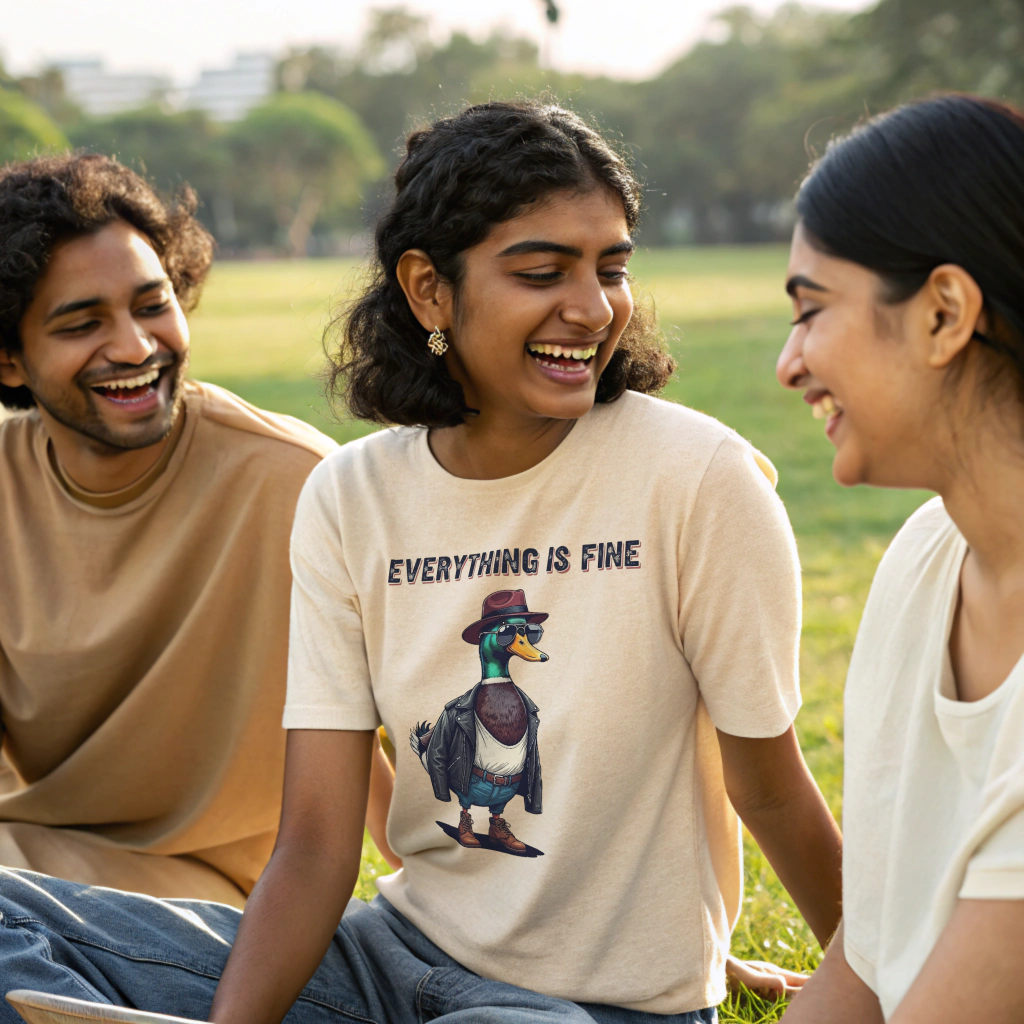 EVERYTHING IS FINE Oversized Graphic Tee – 100% Cotton, Structured Drape, Slouch Comfort