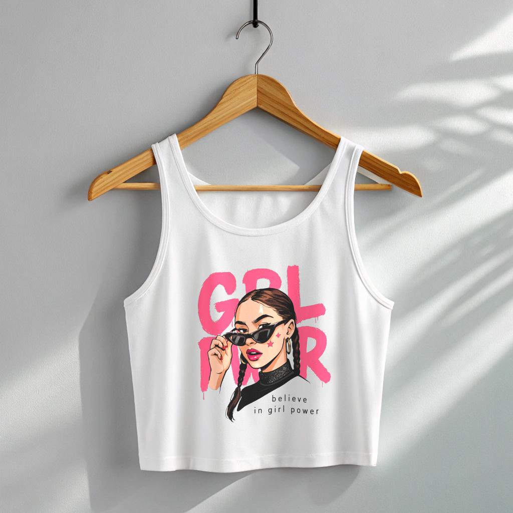 GIRL POWER Women’s Cotton Crop Top – Girl Power Graphic