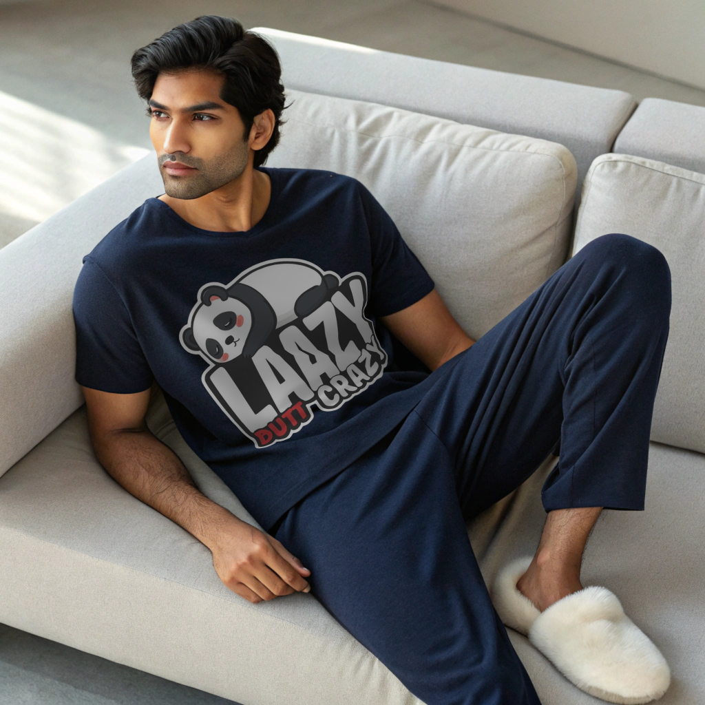 Oversized “Laazy Butt Crazy” Panda Graphic Unisex Tee – 100% Cotton Heavyweight Slouch Fit