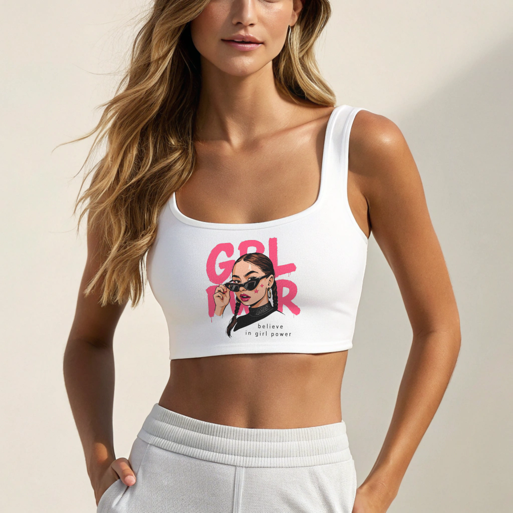 GIRL POWER Women’s Cotton Crop Top – Girl Power Graphic