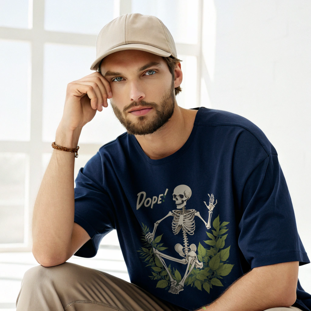 Dope! Skeleton Leaf Oversized T-Shirt – Heavyweight Cotton | Unisex Streetwear Tee