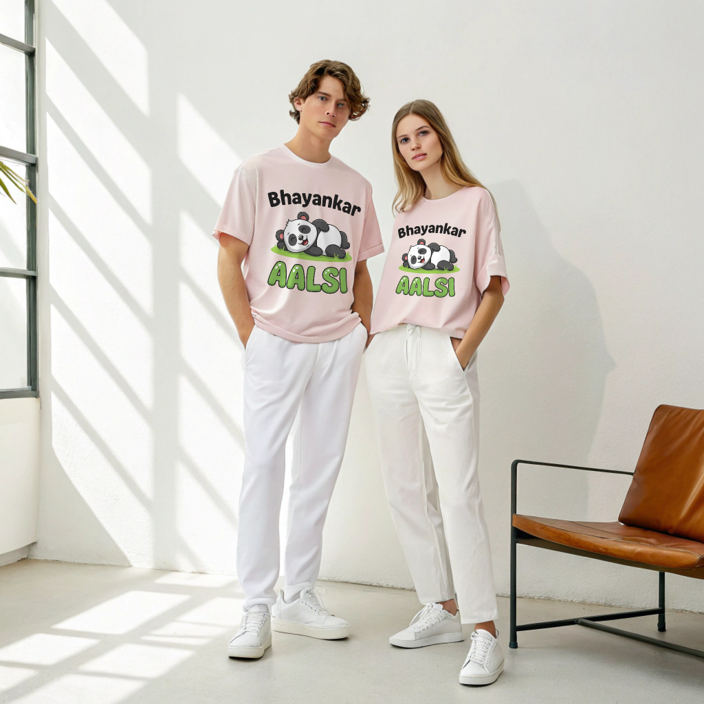 Bhayankar Aalsi Panda Oversized T-Shirt – Unisex Streetwear Comfort in 100% Cotton