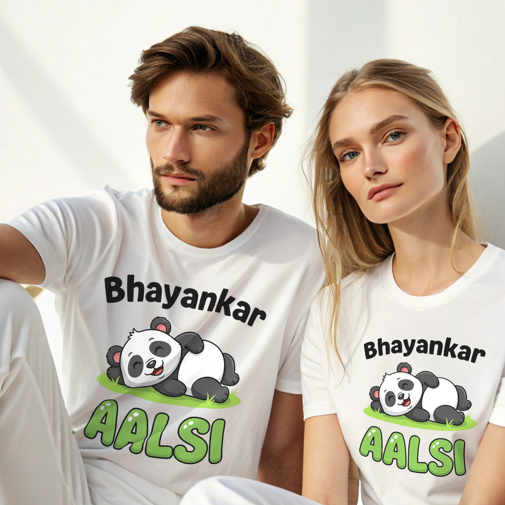 Bhayankar Aalsi Panda Oversized T-Shirt – Unisex Streetwear Comfort in 100% Cotton
