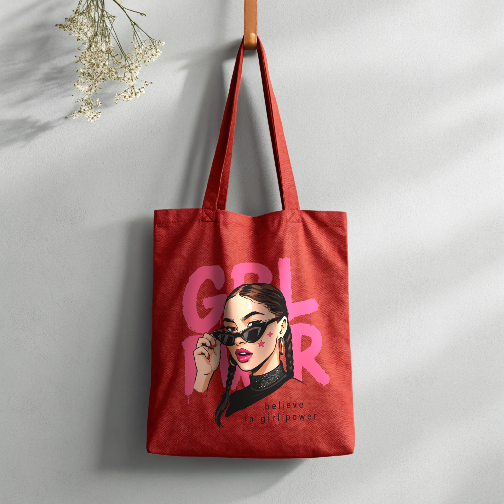 "GIRL POWER" Zipper Tote Bag – Bold, Stylish, and Built to Last