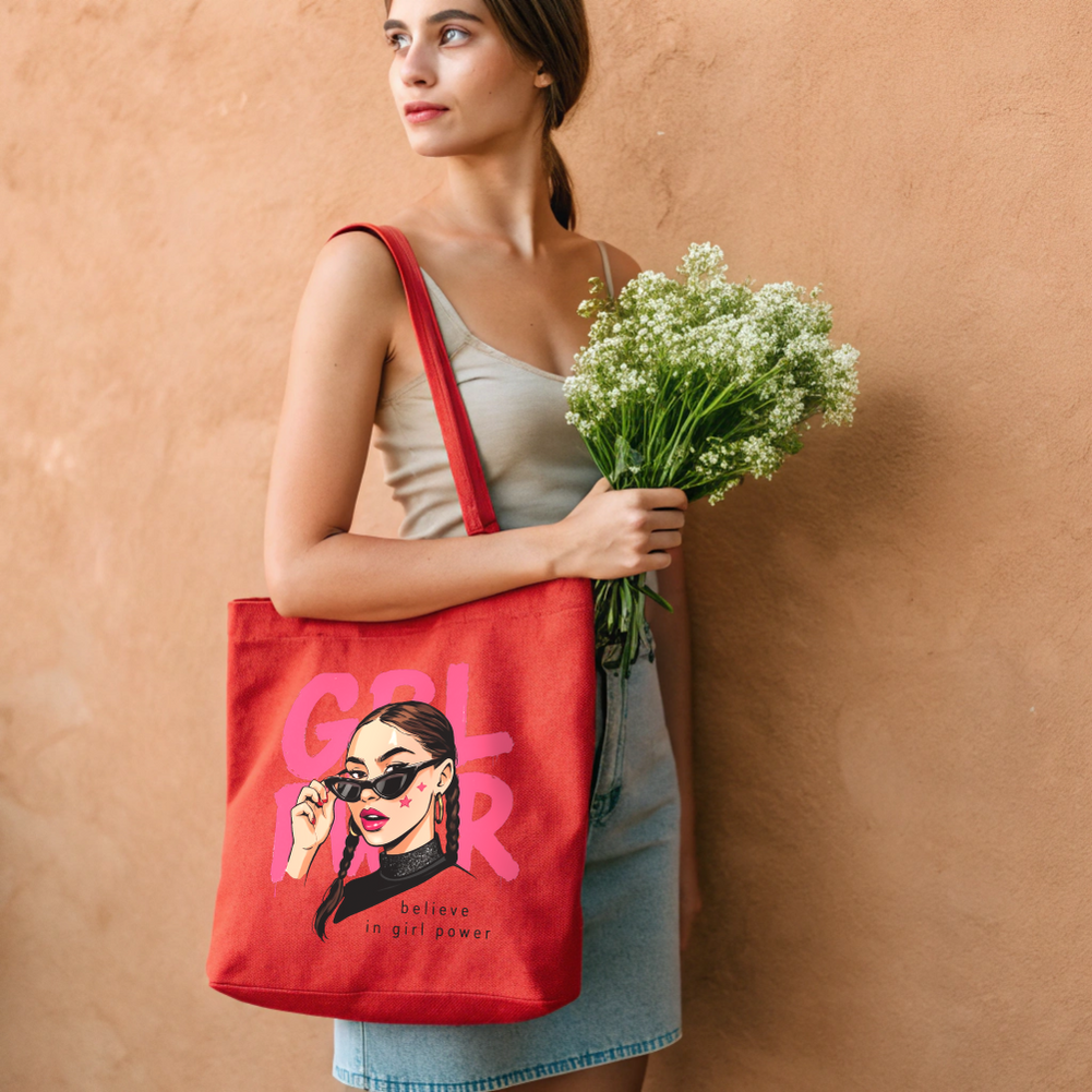 "GIRL POWER" Zipper Tote Bag – Bold, Stylish, and Built to Last