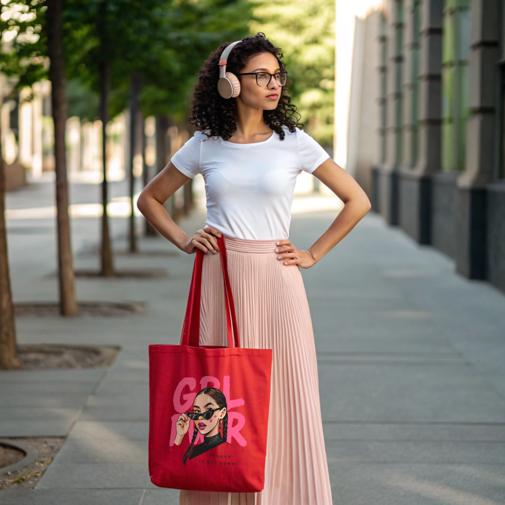 "GIRL POWER" Zipper Tote Bag – Bold, Stylish, and Built to Last