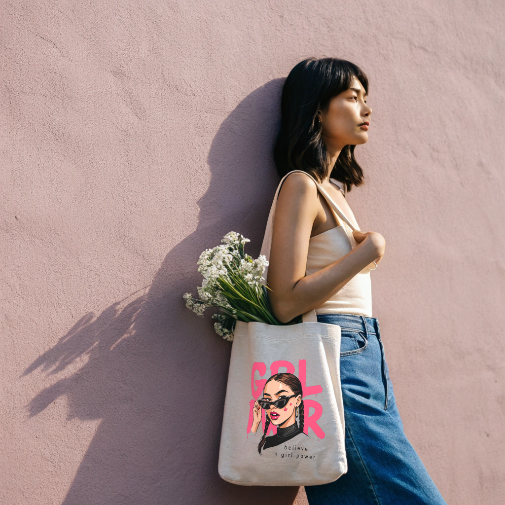 "GIRL POWER" Zipper Tote Bag – Bold, Stylish, and Built to Last