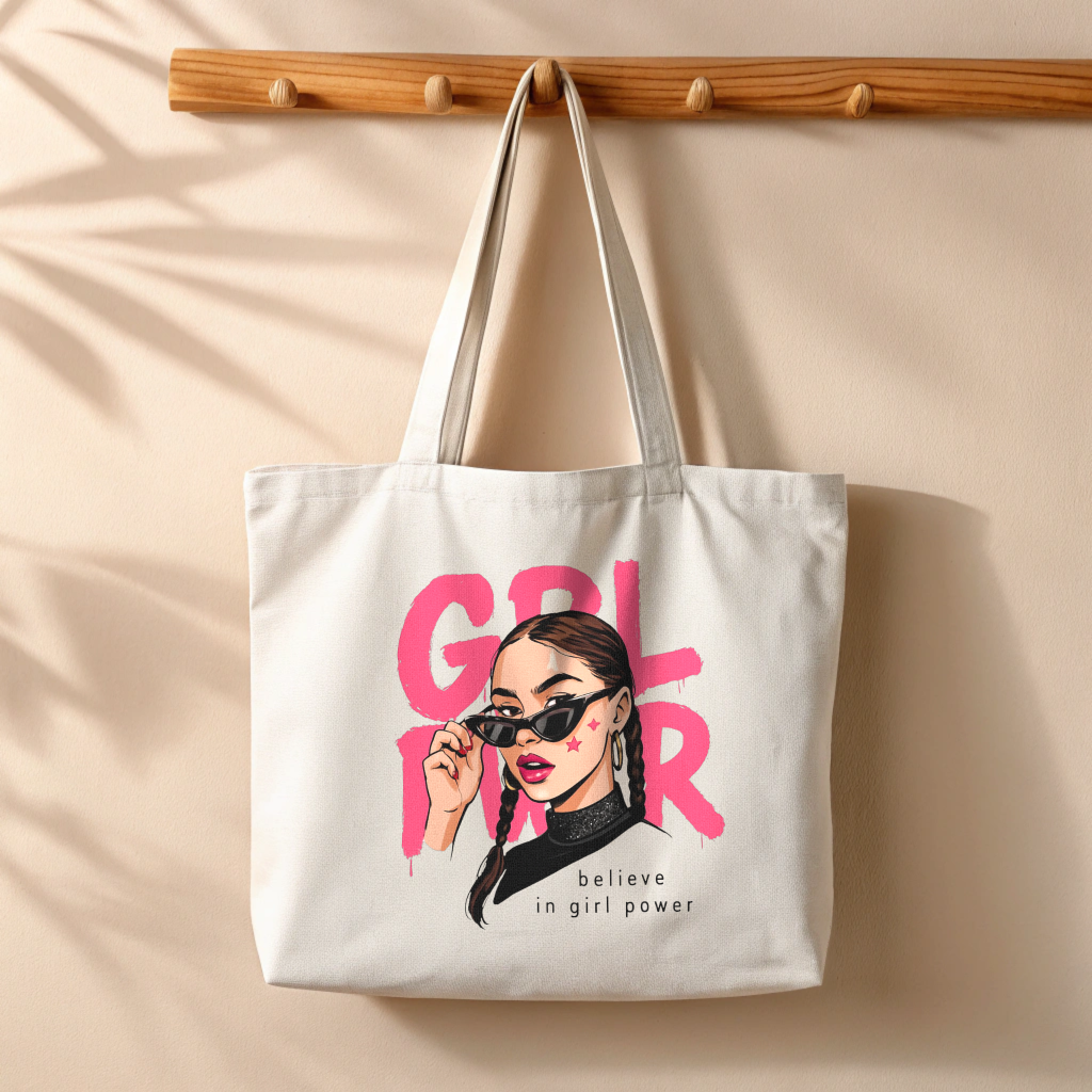 "GIRL POWER" Zipper Tote Bag – Bold, Stylish, and Built to Last