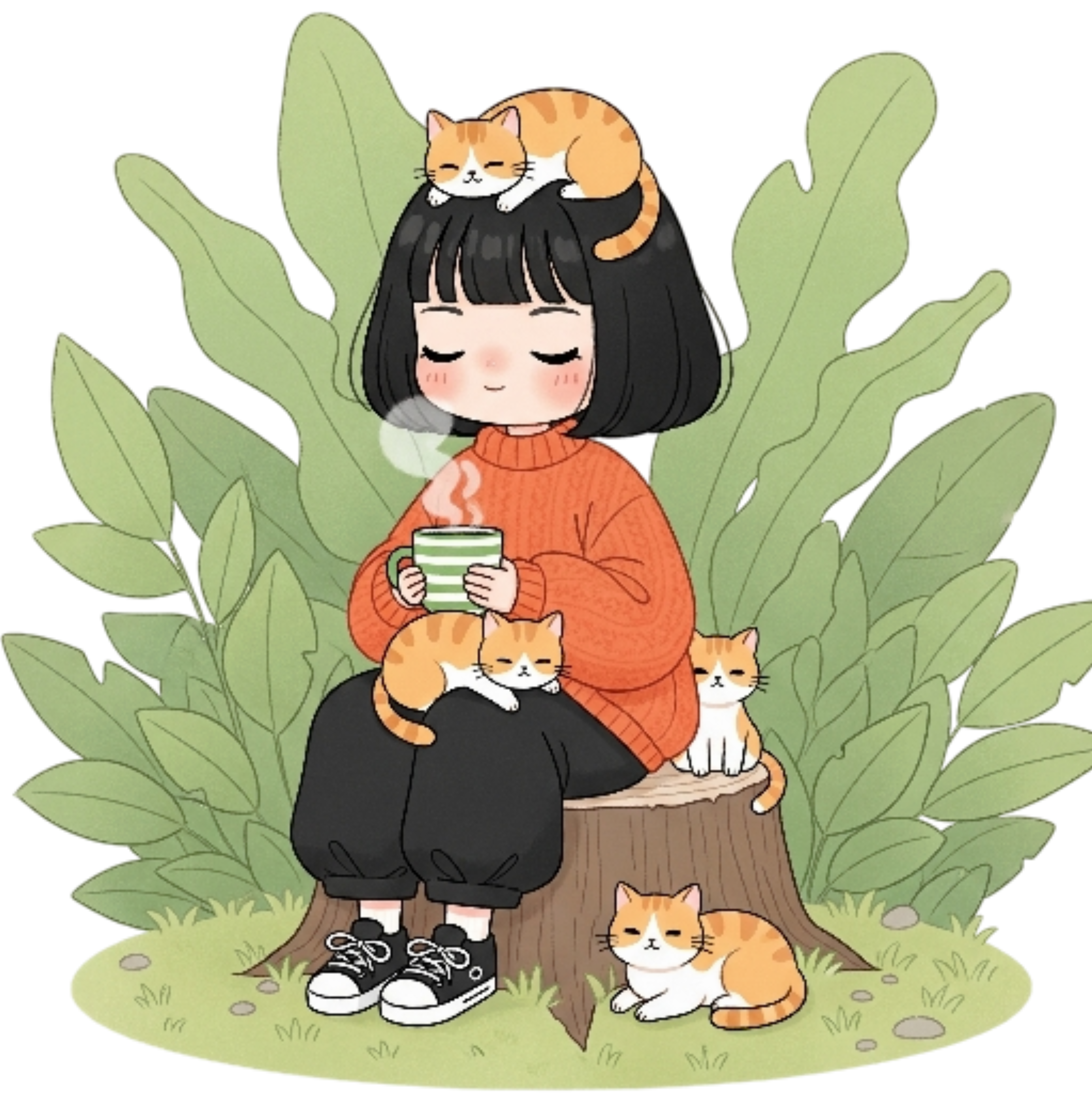 Cute Cat Girl Graphic Cotton Crop Top – Breathable 100% Combed Cotton, Pre‑Shrunk, Flattering Half‑Sleeve Fit