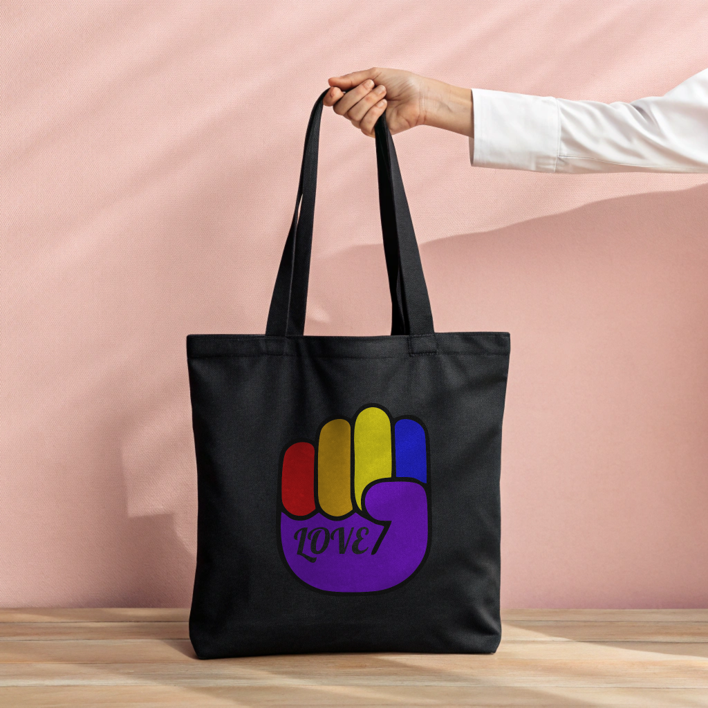PRIDE LOVE Raised Fist Tote – Vibrant Symbol of Unity & Equality